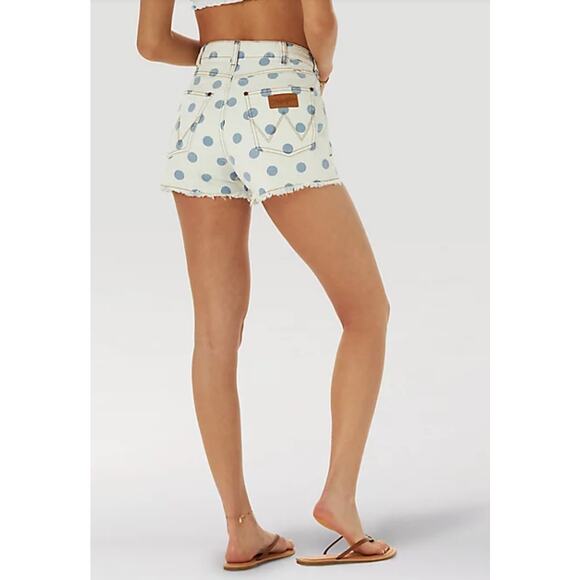 Billabong X Wrangler Eco Showdown Cutoff denim polka dot Jean shorts - Picture 1 of 11
